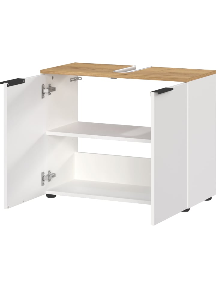 KADIMA DESIGN Waschbeckenunterschrank, Siphonaussparung, 70x34x58 cm, Weiß-Beige günstig kaufen onesize