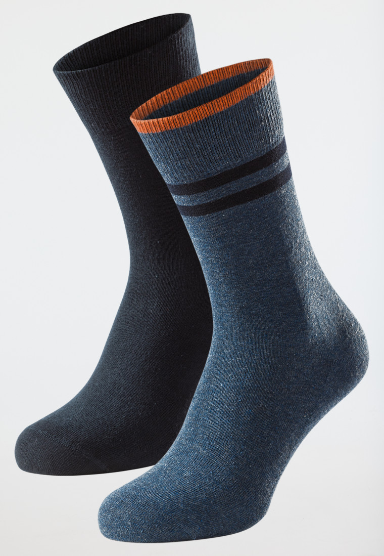 Herrensocken 2er-Pack Organic Cotton nachtblau/grünblau - 95/5