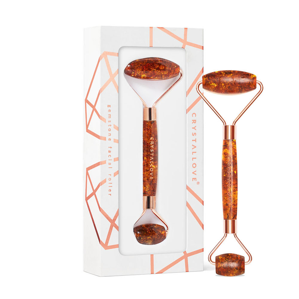 crystallove CRYSTALLOVE Cognac amber roller Roller pour massage du visage
