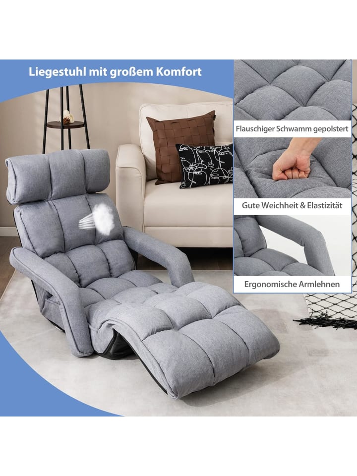 COSTWAY Bodensessel 5-Fach einstellbar in Grau günstig kaufen onesize