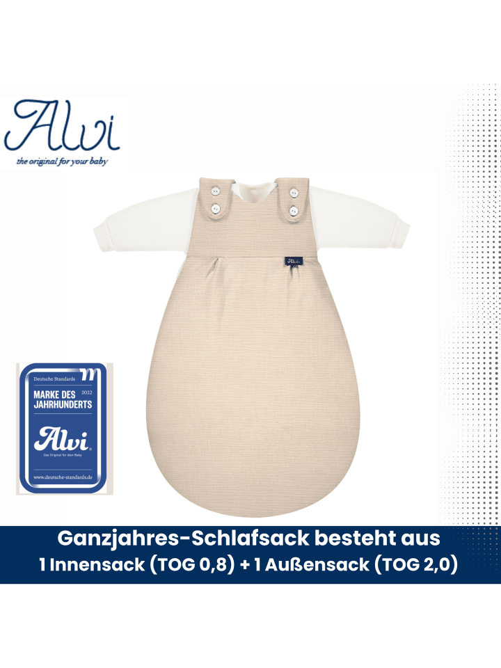 Alvi 4-Season Mull-Schlafsack Baby Mäxchen 2tlg. Exklusiv in Natur günstig kaufen