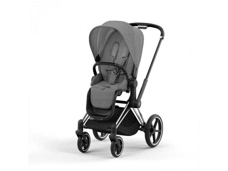 Poussette PRIAM 4 châssis Chrome Noir habillage Manhattan Grey Plus