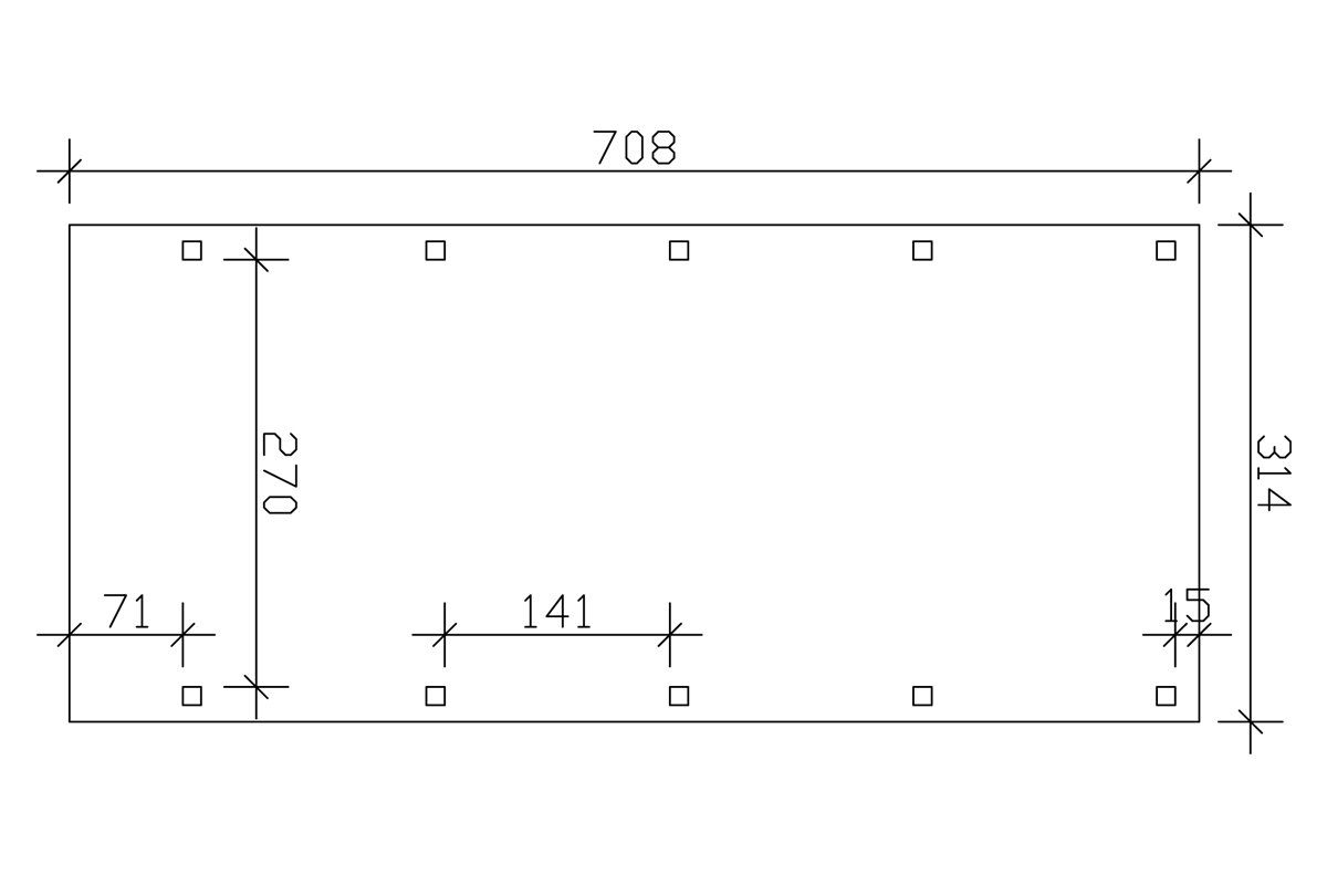 Skanholz Einzelcarport Friesland, BxT: 314x708 cm, 221 cm Einfahrtshöhe