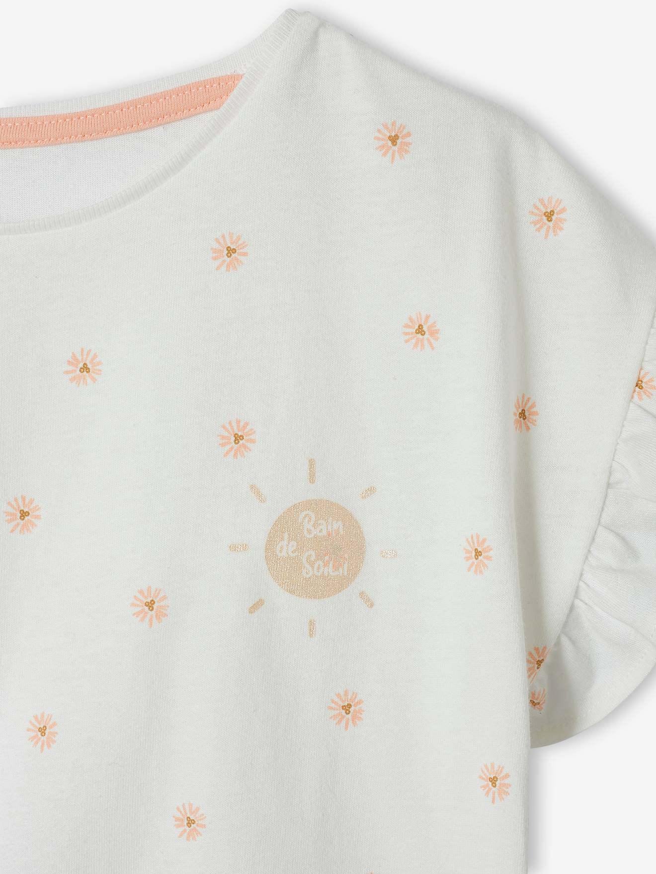 Vertbaudet Mädchen-Set: T-Shirt & Shorts - pfirsich