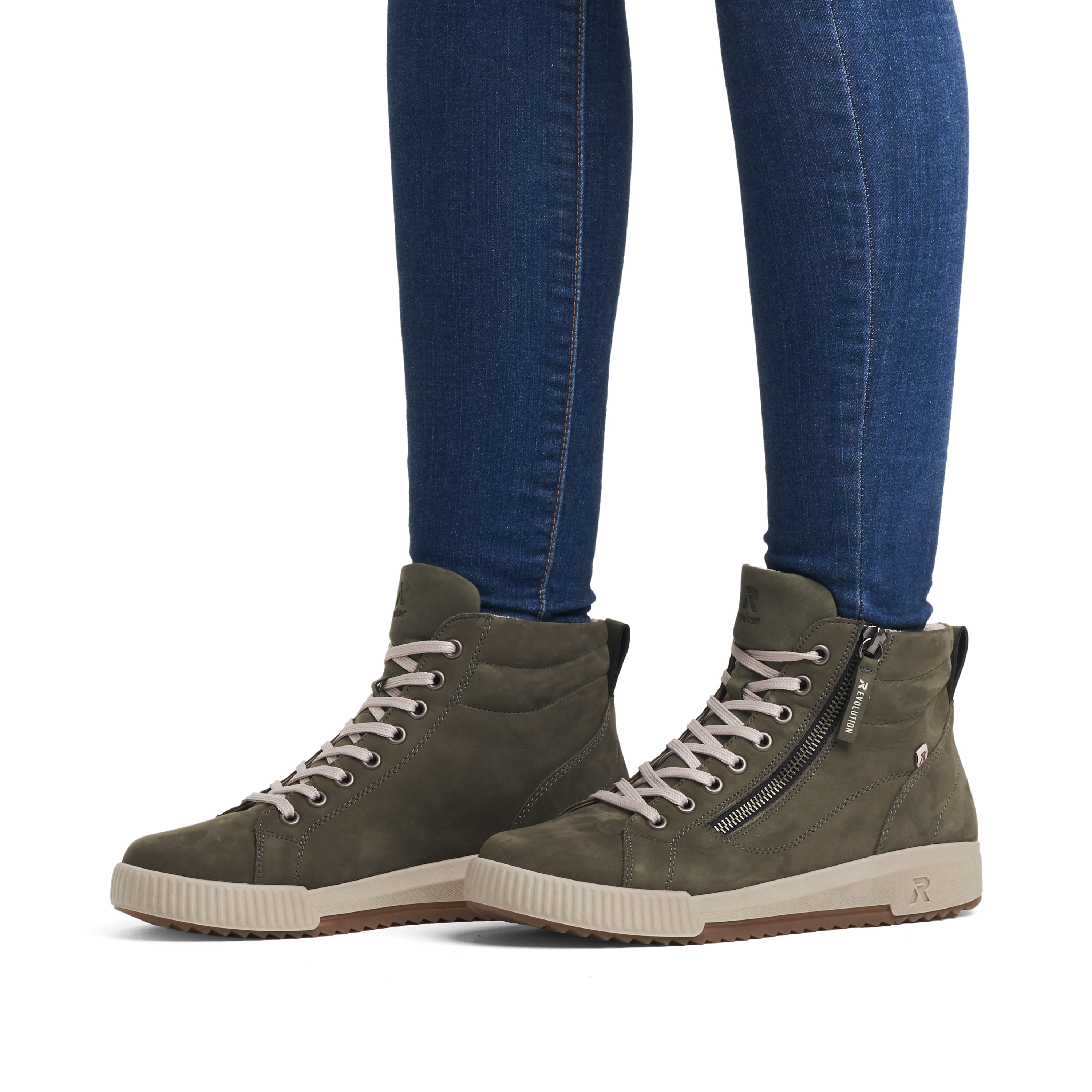 Rieker Damen Sneaker High khaki green