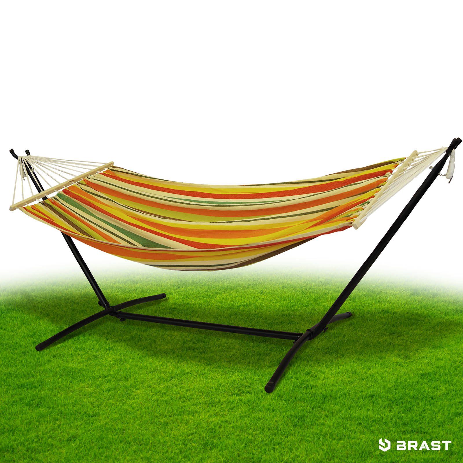 BRAST Hängematte mit Gestell XXL für 2 Personen, viele Modelle, Tragkraft 300kg (inkl. Transporttasche, In-Outdoor Doppelhängematte), Ideal für Balkon, Terrasse, Garten Camping