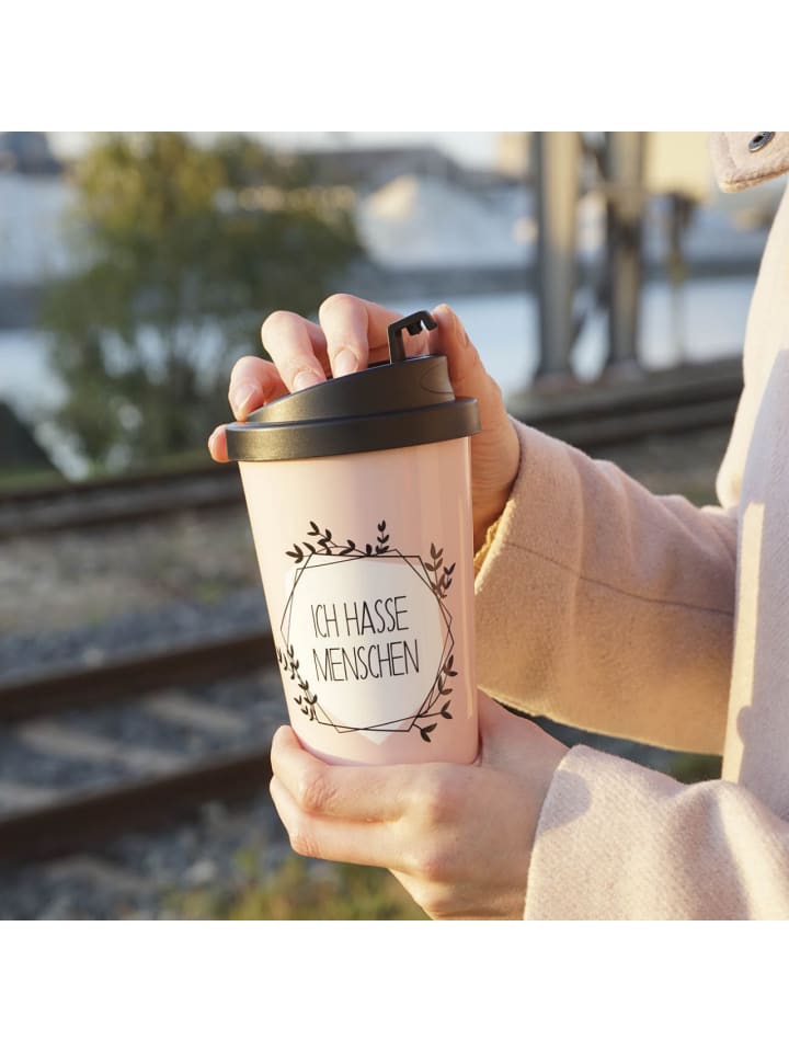 Geda Labels Coffee to go Becher Ich hasse Menschen in Rosa - 400 ml günstig kaufen onesize