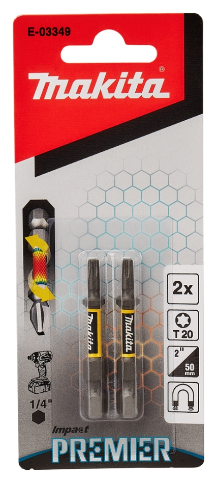 Příslušenství Makita E-03349 Bit pro rázový šroubovák T20x50mm XTT Impact Premier, 2 kusy