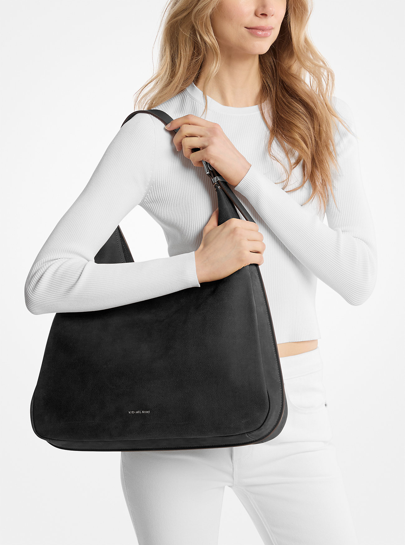 Nolita Stor Nubuck Hobo Skulderveske - SVART