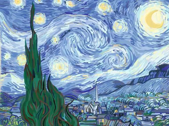 CreArt ART Collection: Die Sternennacht (Van Gogh) - Malen nach Zahlen für Erwachsene