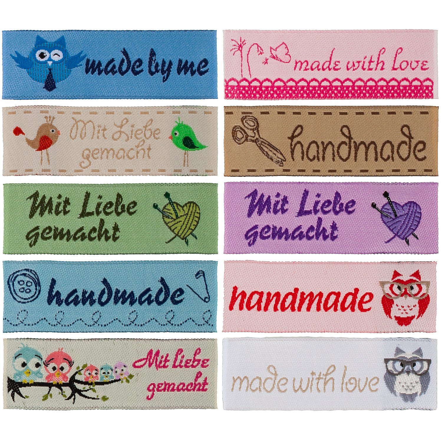 buttinette Label-Set, Größe: 5,5 x 1,6 cm, Inhalt: 40 Stück