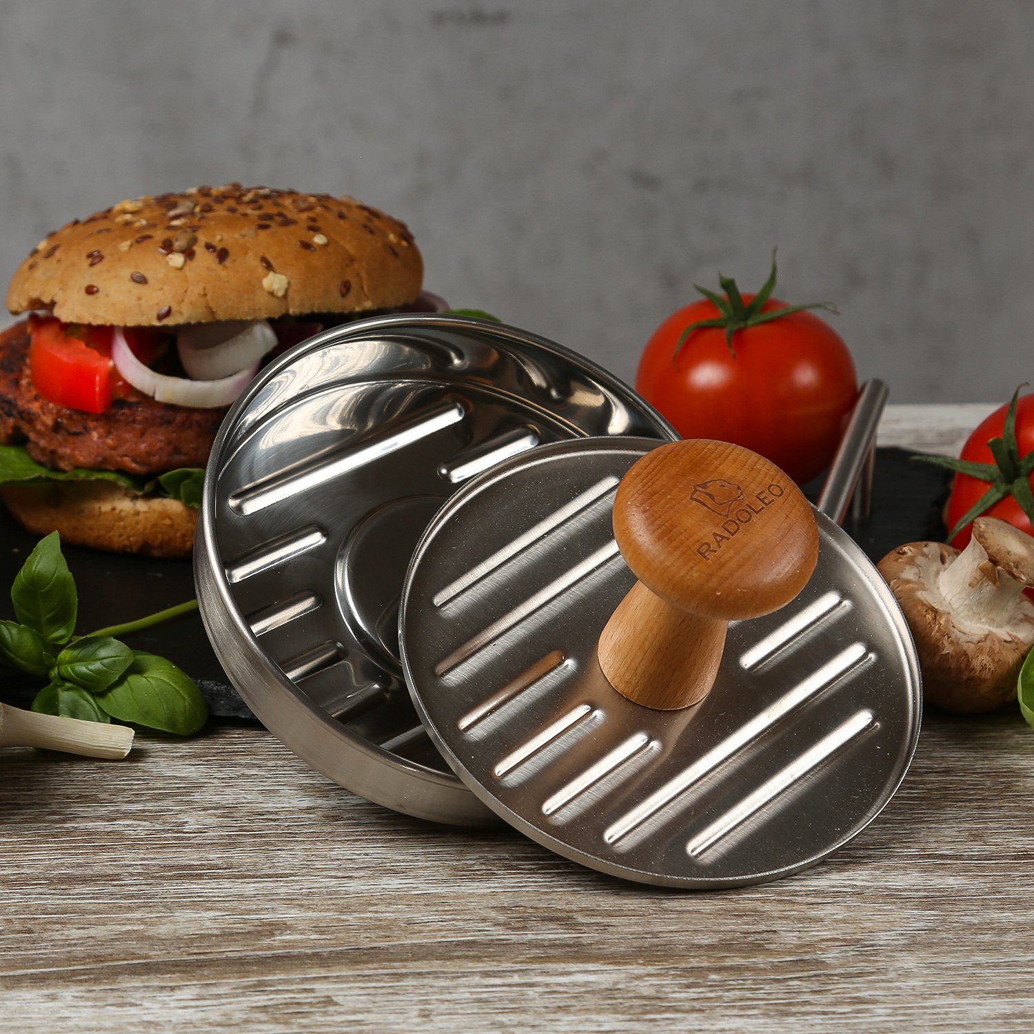 RADOLEO Burgerpresse Burgerpresse Fleischpresse Pattypresse für Burger Burgerpatties (1 St), Edelstahl