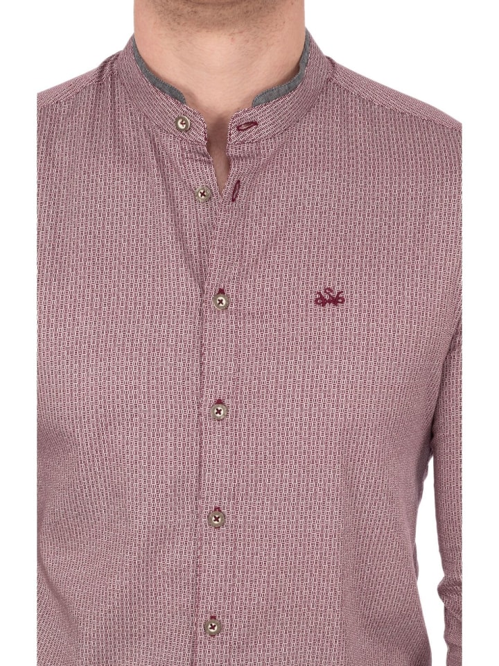 Spieth & Wensky Stehkragenhemd DORIAN in dunkelrot günstig kaufen 3XL
