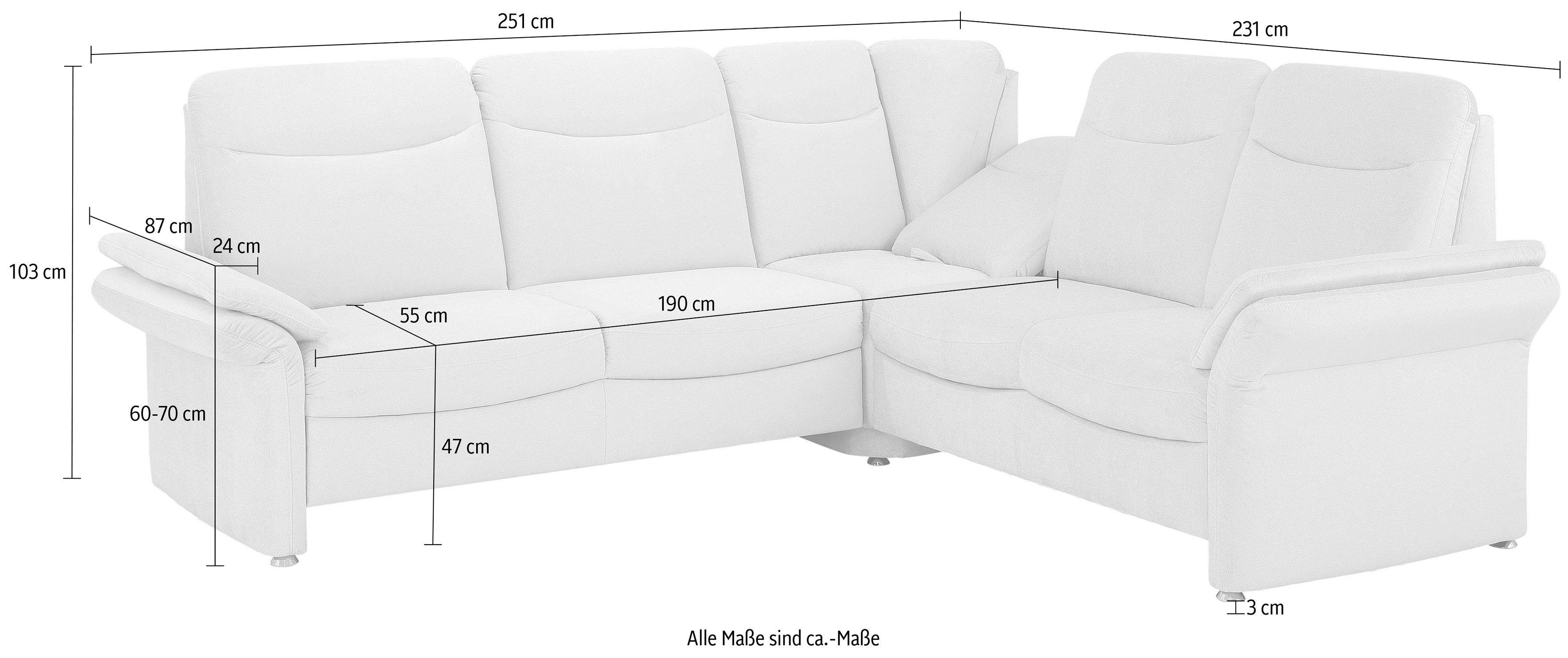 Home affaire Ecksofa Tahoma, mit Armlehnfunktion, wahlweise Bettfunktion, Schublade, Relaxfunktion