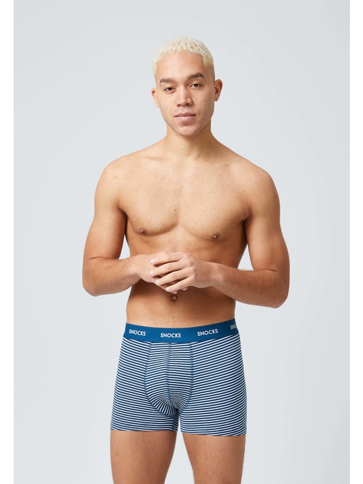 SNOCKS Boxershorts aus Bio-Baumwolle 6 Stück in Blaue Streifen günstig kaufen