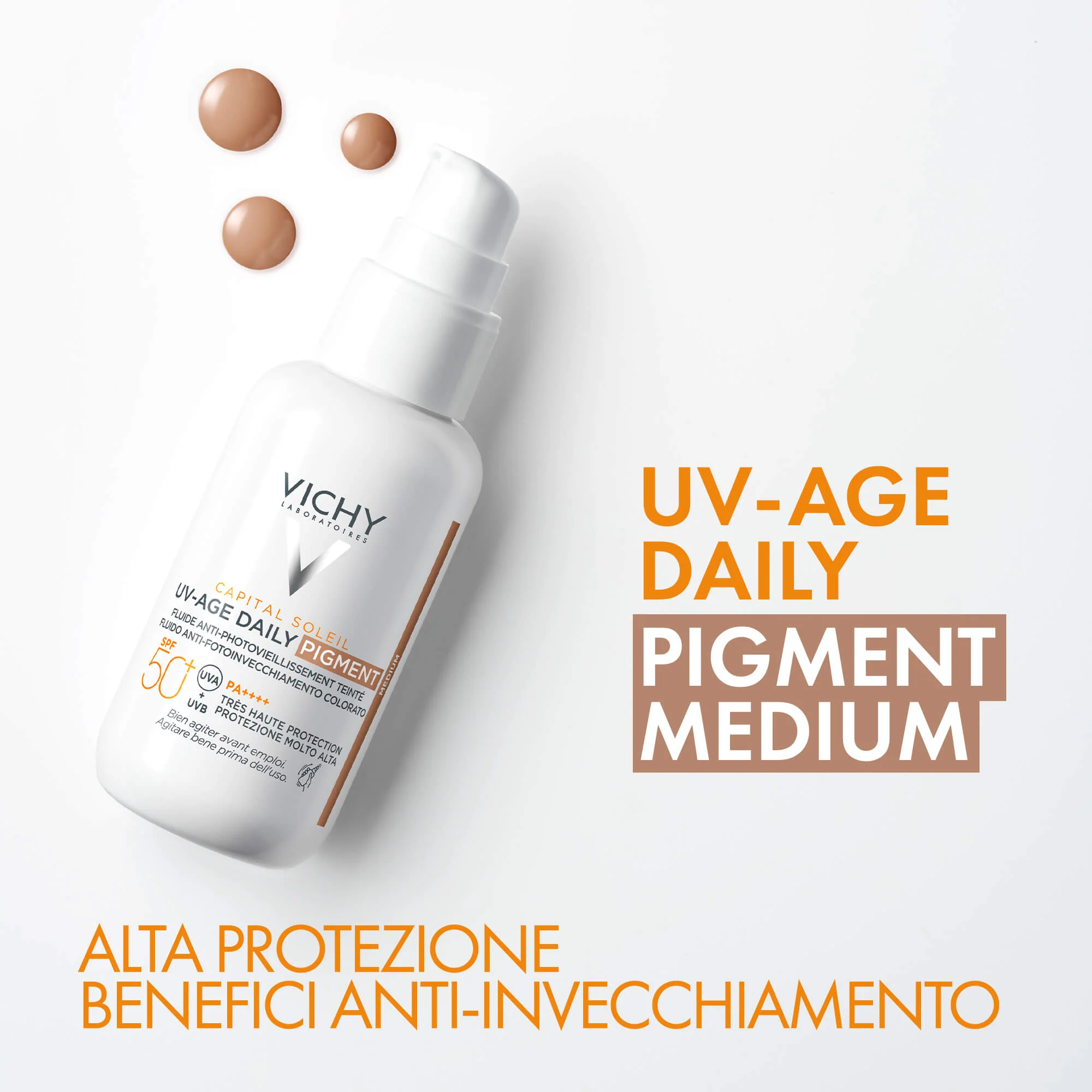 Capital Soleil UV-Age Daily Pigment Medium SPF50+ - Trattamenti Protettivi, Crema viso colorata idratante, Solare viso alta prot.