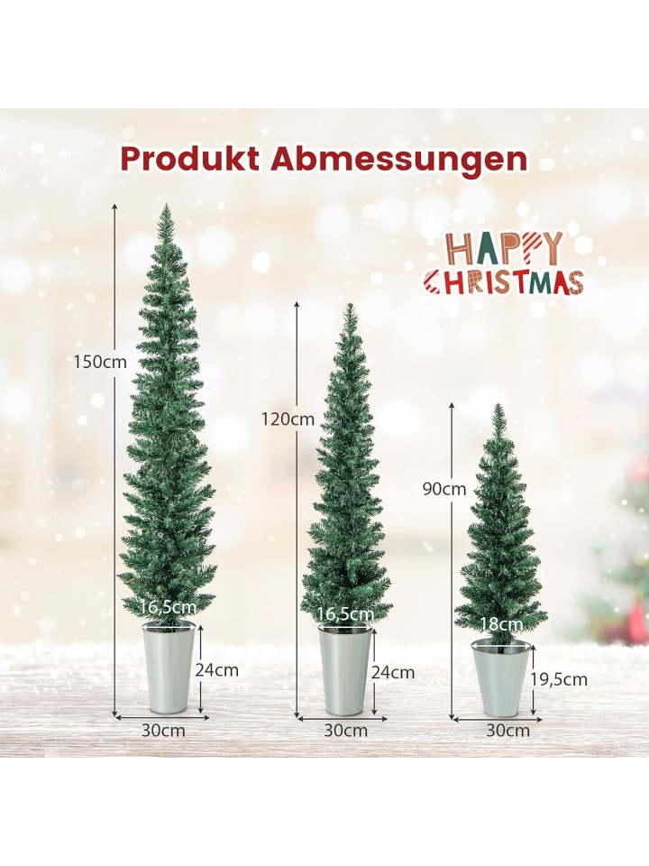 COSTWAY Künstliche Weihnachtsbäume 3 tlg. Set in Grün günstig kaufen 150 cm