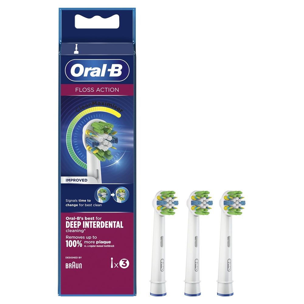 oral-b Oral-B FlossAction Brossette Avec CleanMaximiser, 3 Brossettes De Rechange
