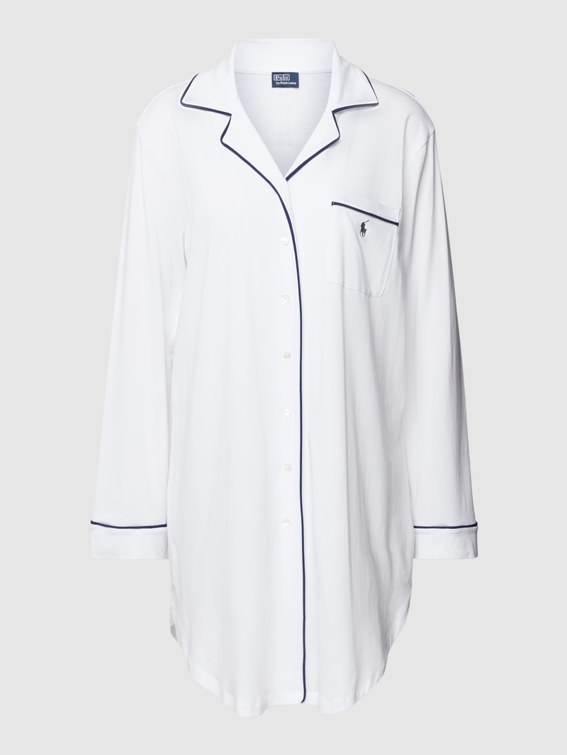 Schlafshirt mit Brusttasche in weiß