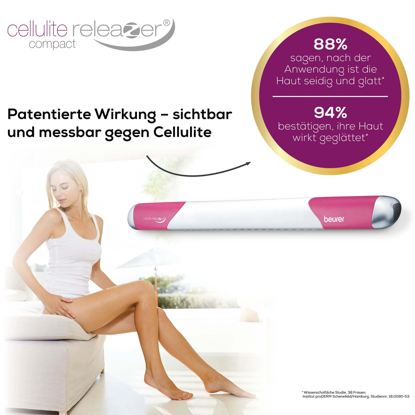Beurer cellulite releaZer® compact-Kompaktes Cellulite Massage Gerät reduziert Cellulite wissenschaftlich belegt