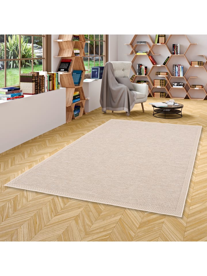 Pergamon In & Outdoor Teppich Flachgewebe Ottawa Bordüre in Beige günstig kaufen
