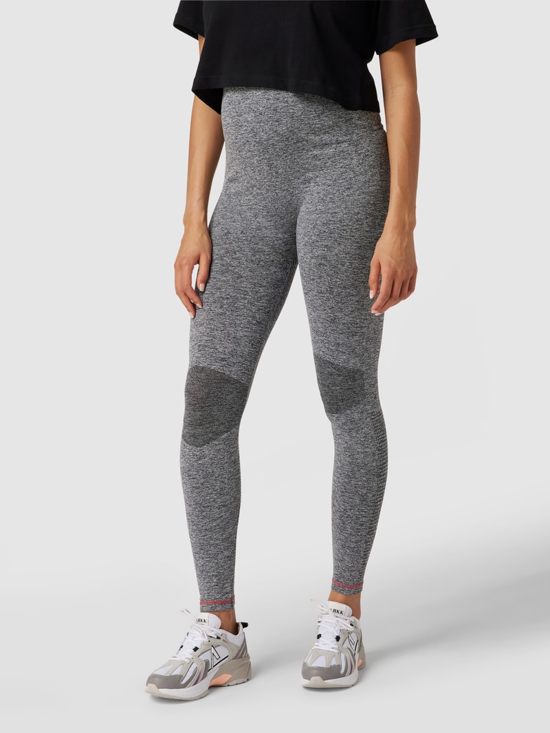 Umstands-Leggings mit kontrastiven Details in mittelgrau meliert