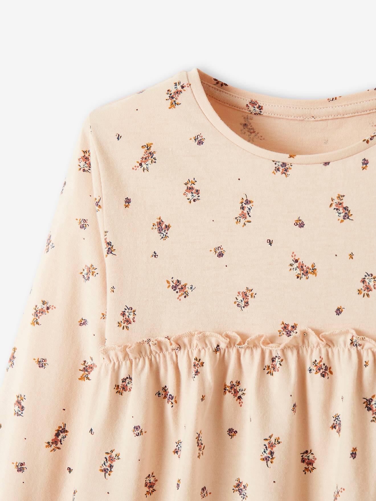 T-shirt forme blouse imprimé fille marron foncé
