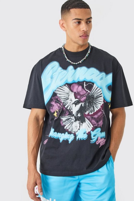 Oversize T-Shirt & Mesh-Shorts mit Print
