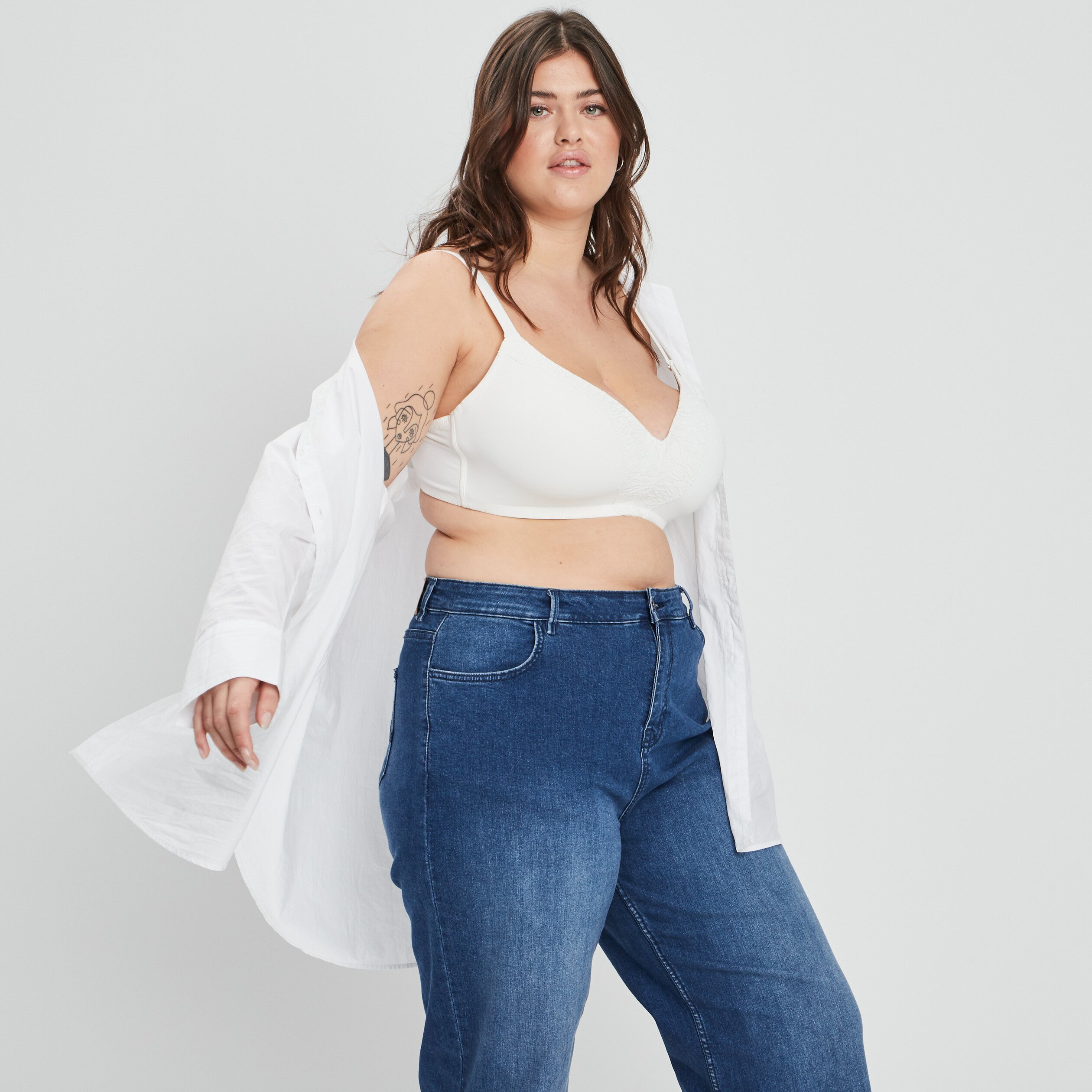 Soutien-gorge ampliforme microfibre blanc femme grande taille | La Halle