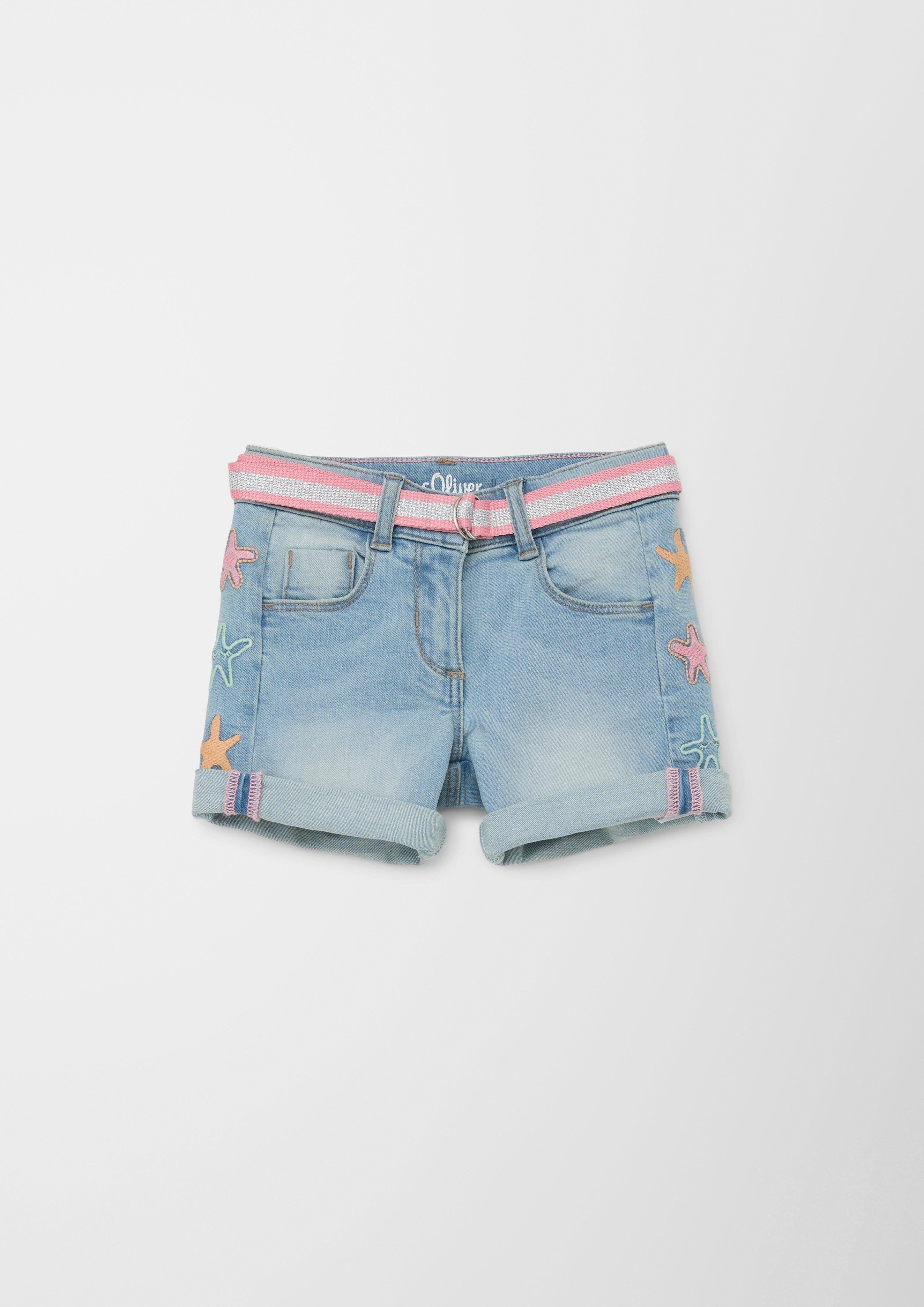 s.Oliver Jeansshorts Jeans-Shorts / Regular Fit / Mid Rise / Straight Leg Stickerei, Waschung