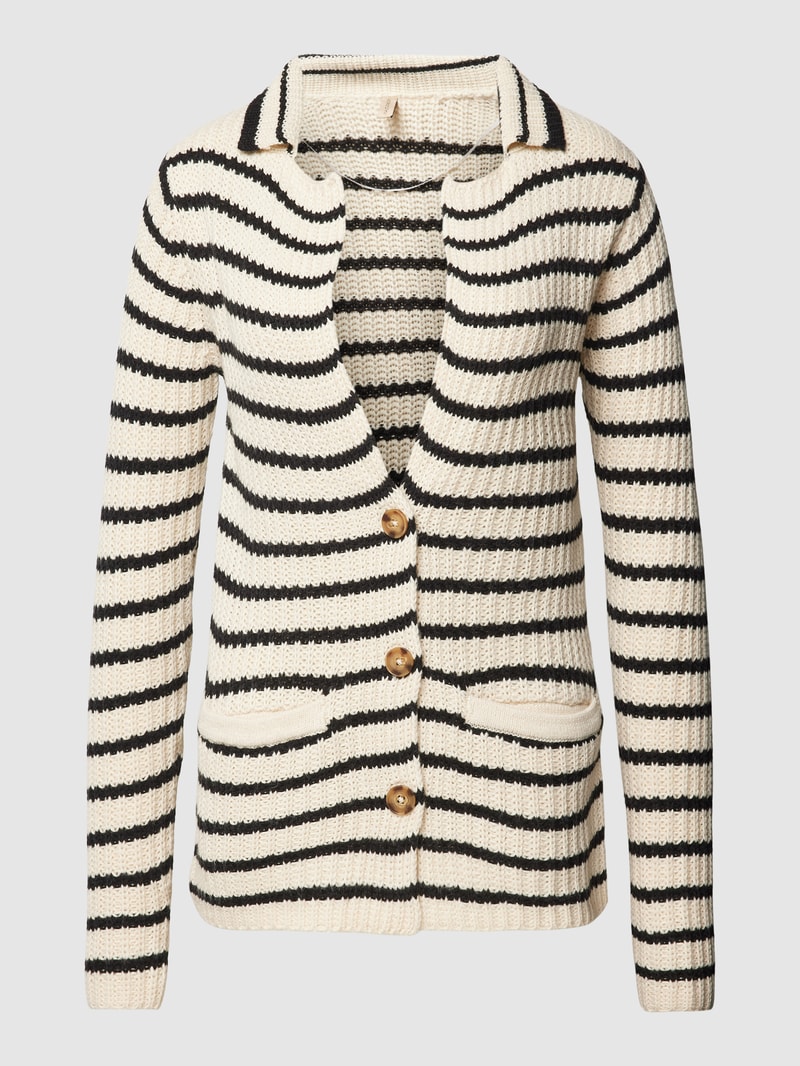 Strickcardigan mit Streifenmuster Modell 'Remone' in offwhite