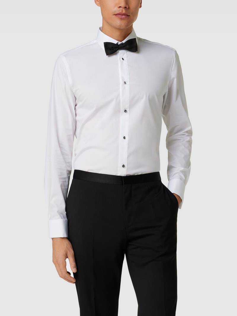 Slim Fit Business-Hemd mit Umschlagmanschetten in weiß