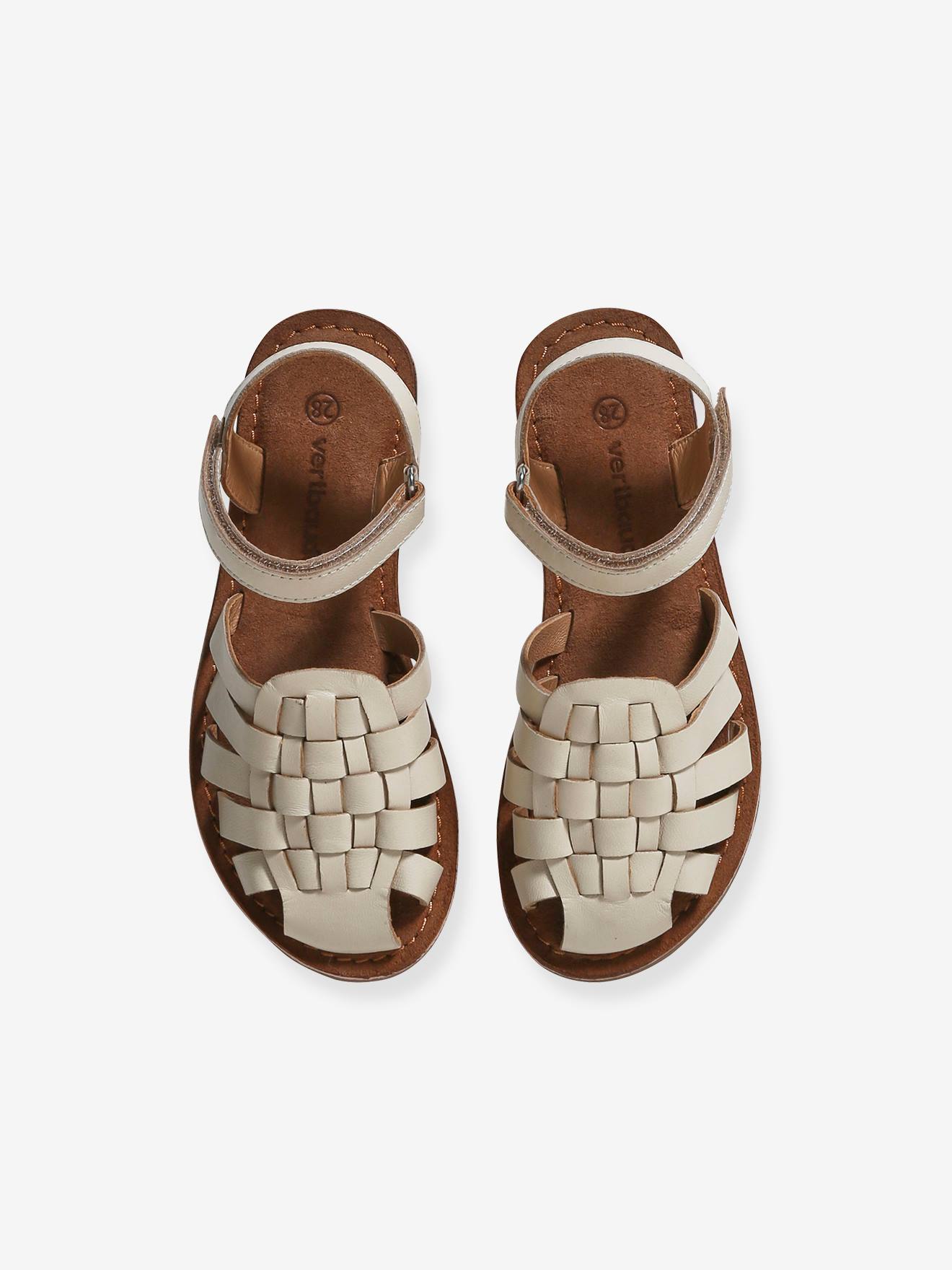 Vertbaudet Mädchen Klett-Sandalen - wollweiß