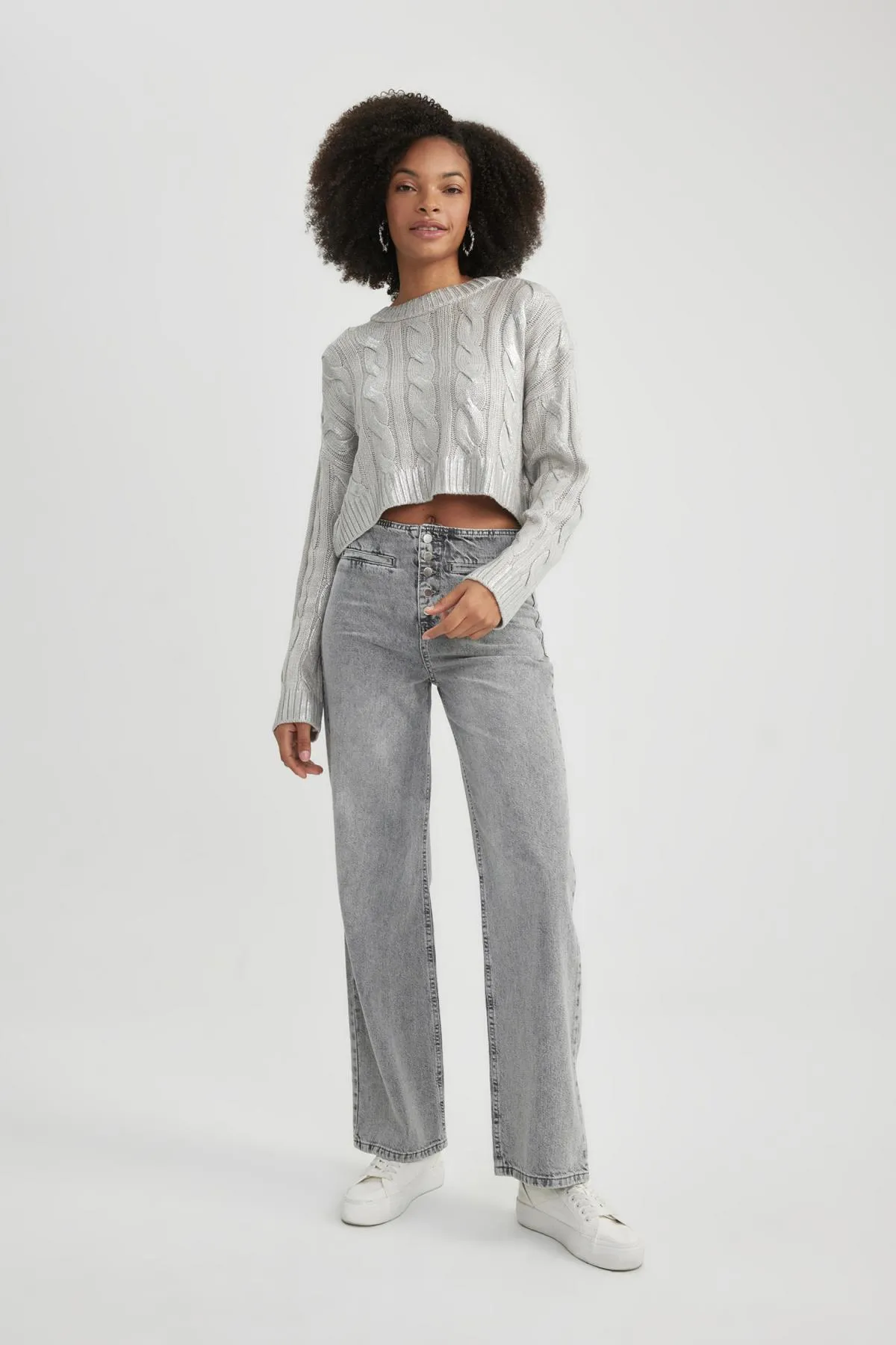 DeFacto  Lange Jeanshose im 90er-Stil mit weitem Bein und hoher Taille, B8162ax23cw