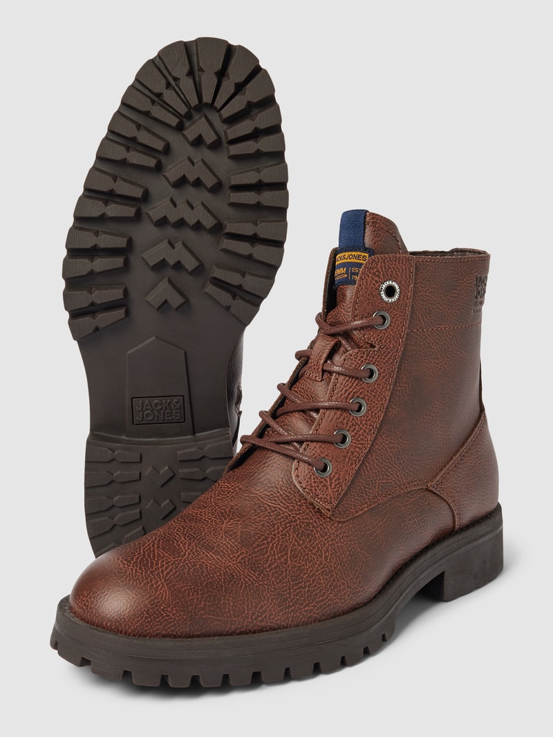 Boots mit Label-Detail Modell 'BERNIE' in cognac