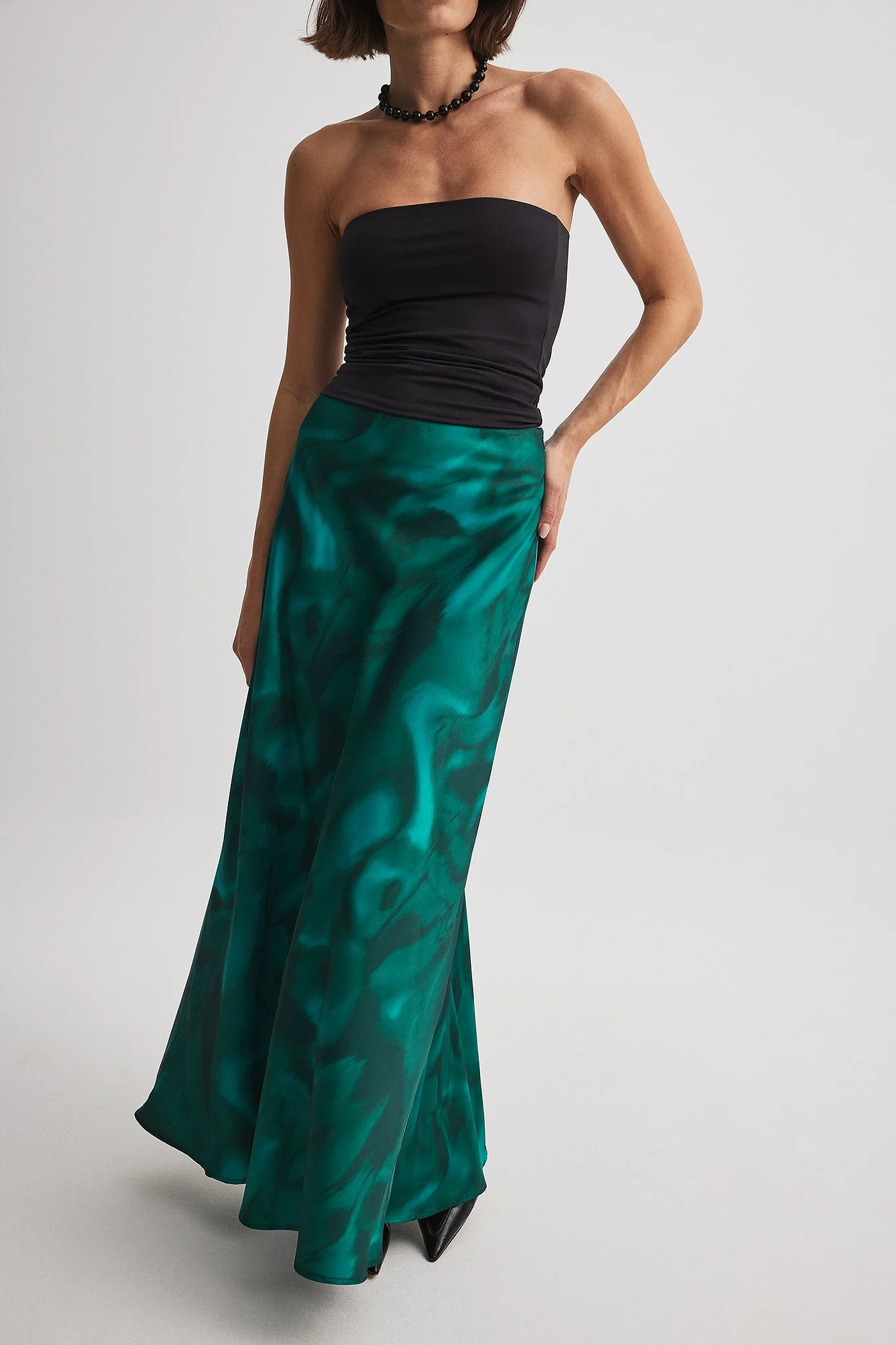 Maxirock aus Satin mit mittelhoher Taille