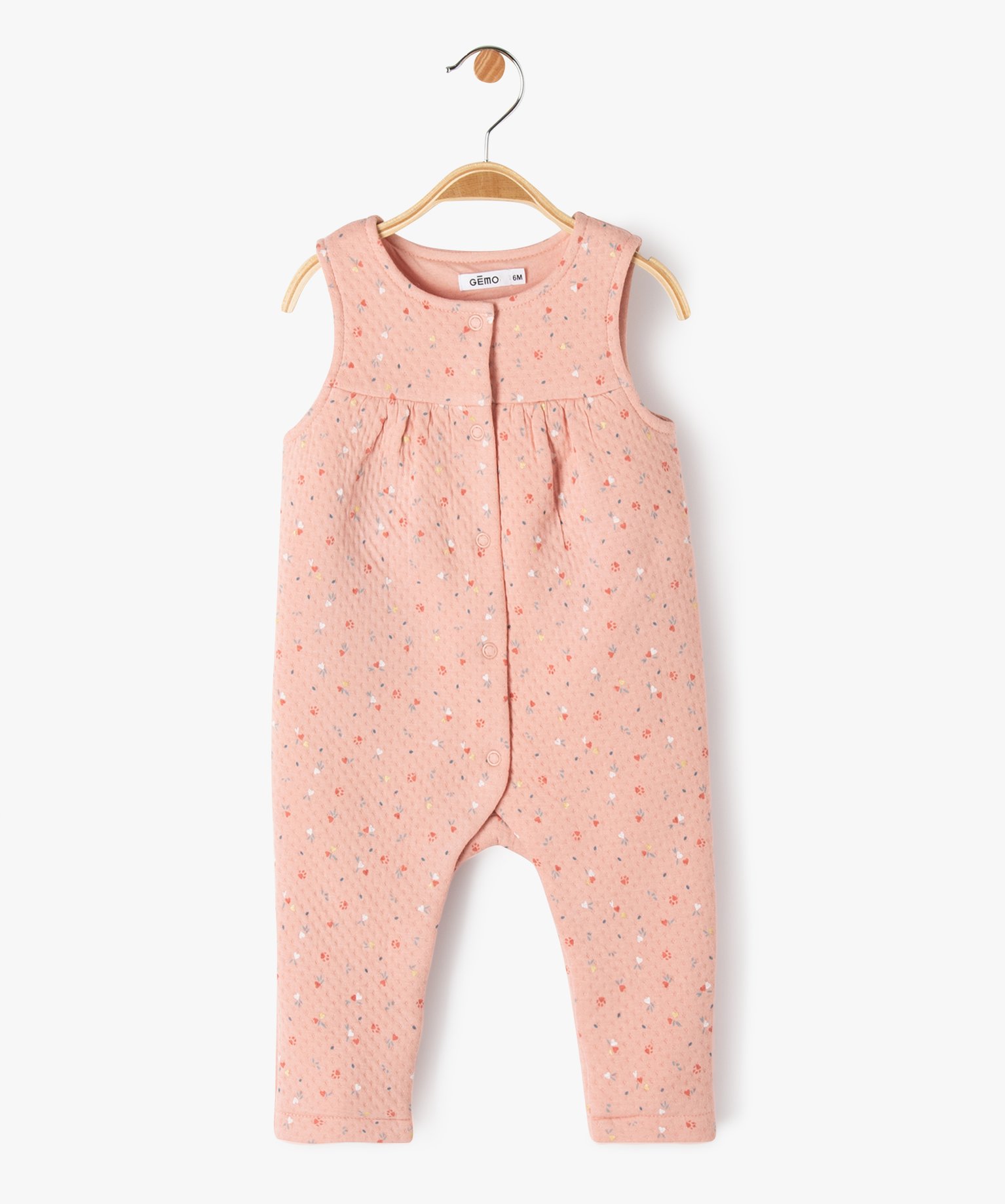 Combinaison sans manches en molleton imprimé bébé rose | GEMO