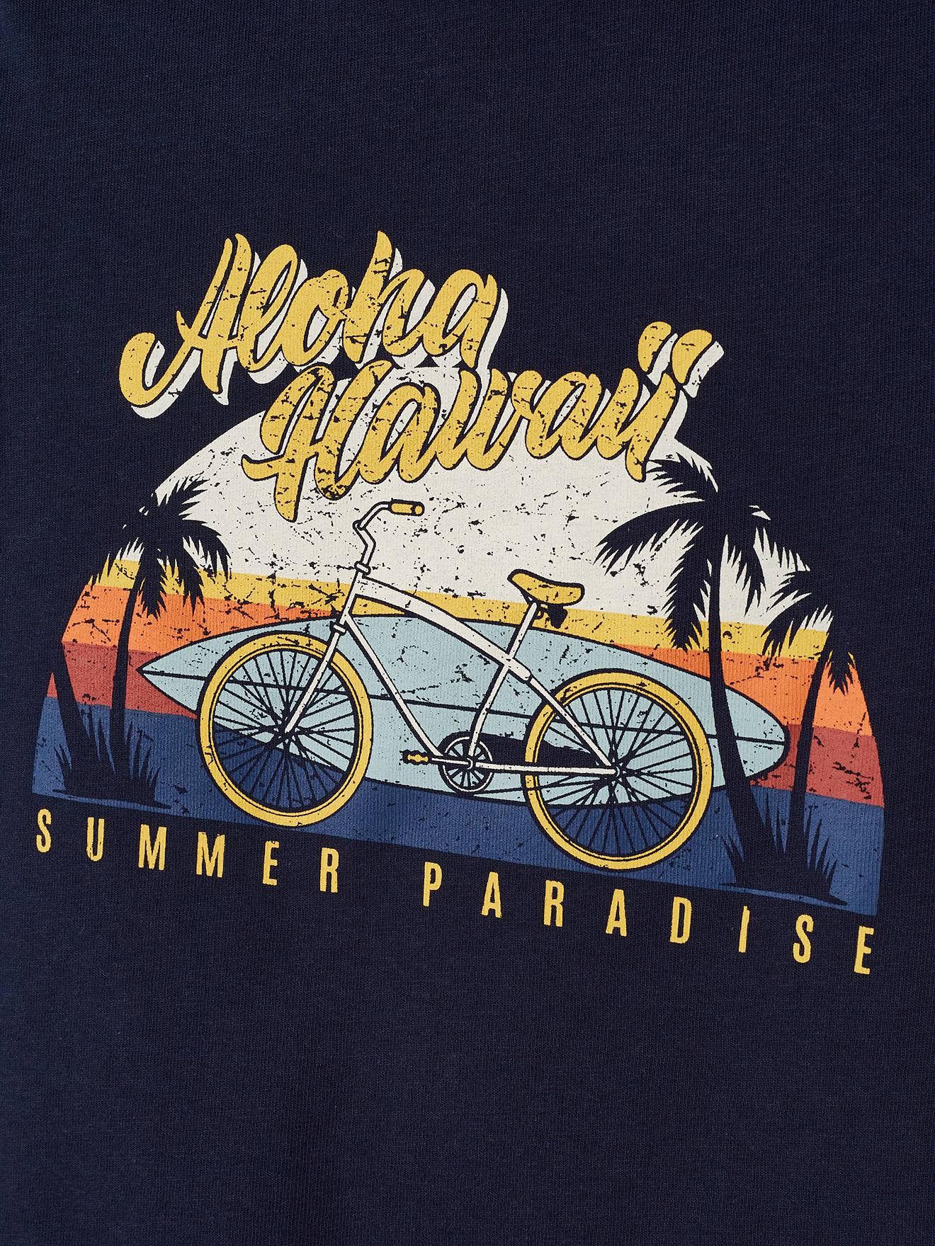 Ensemble tee-shirt motif Hawaï et short en toile garçon jaune moutarde