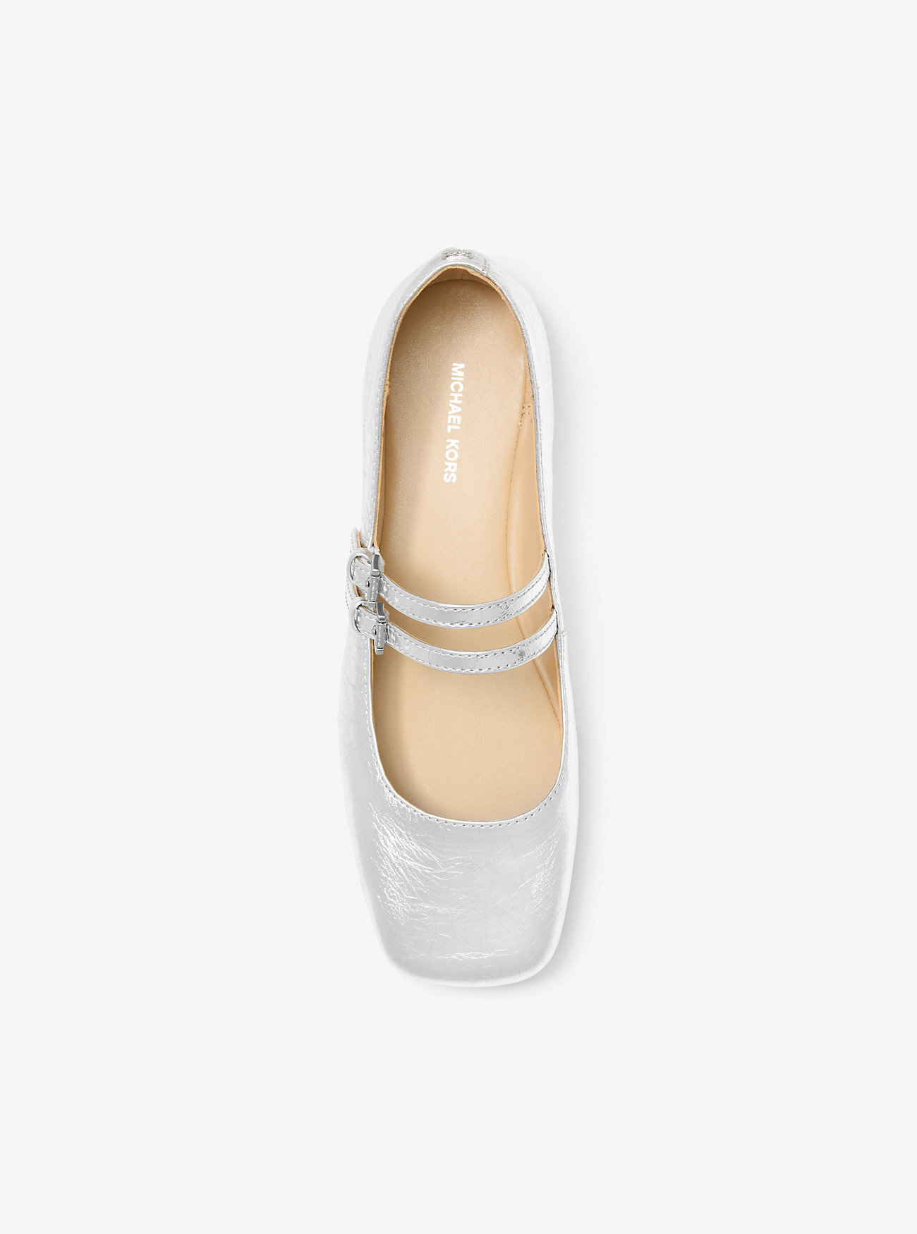 Matilda Crackled Metallic Leather Mary Jane - SILVER