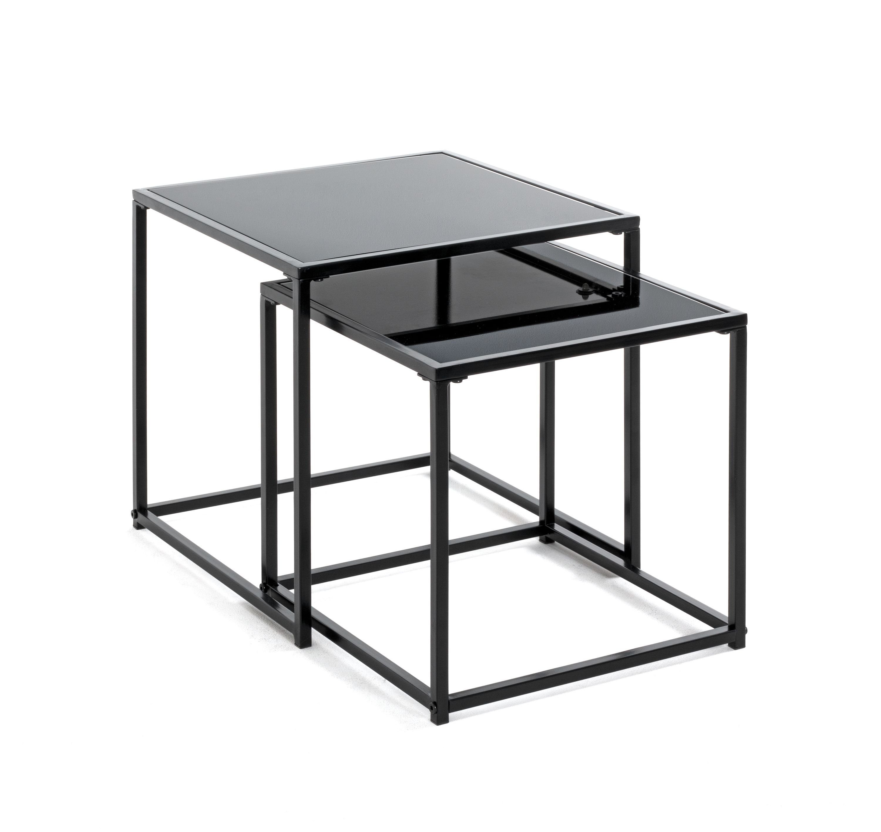 HAKU Beistelltisch Beistelltisch, HAKU Möbel Beistelltisch 2er Set schwarz Kaffeetisch Laptoptisch