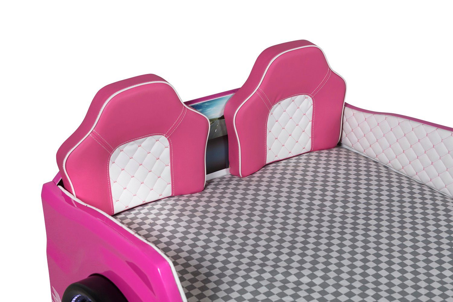 Möbel-Lux Kinderbett Must Rider, Kinderbett Must Rider in Pink mit Sitzen