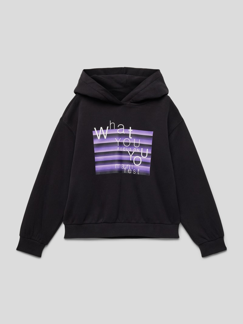 Hoodie mit Label-Print in schwarz
