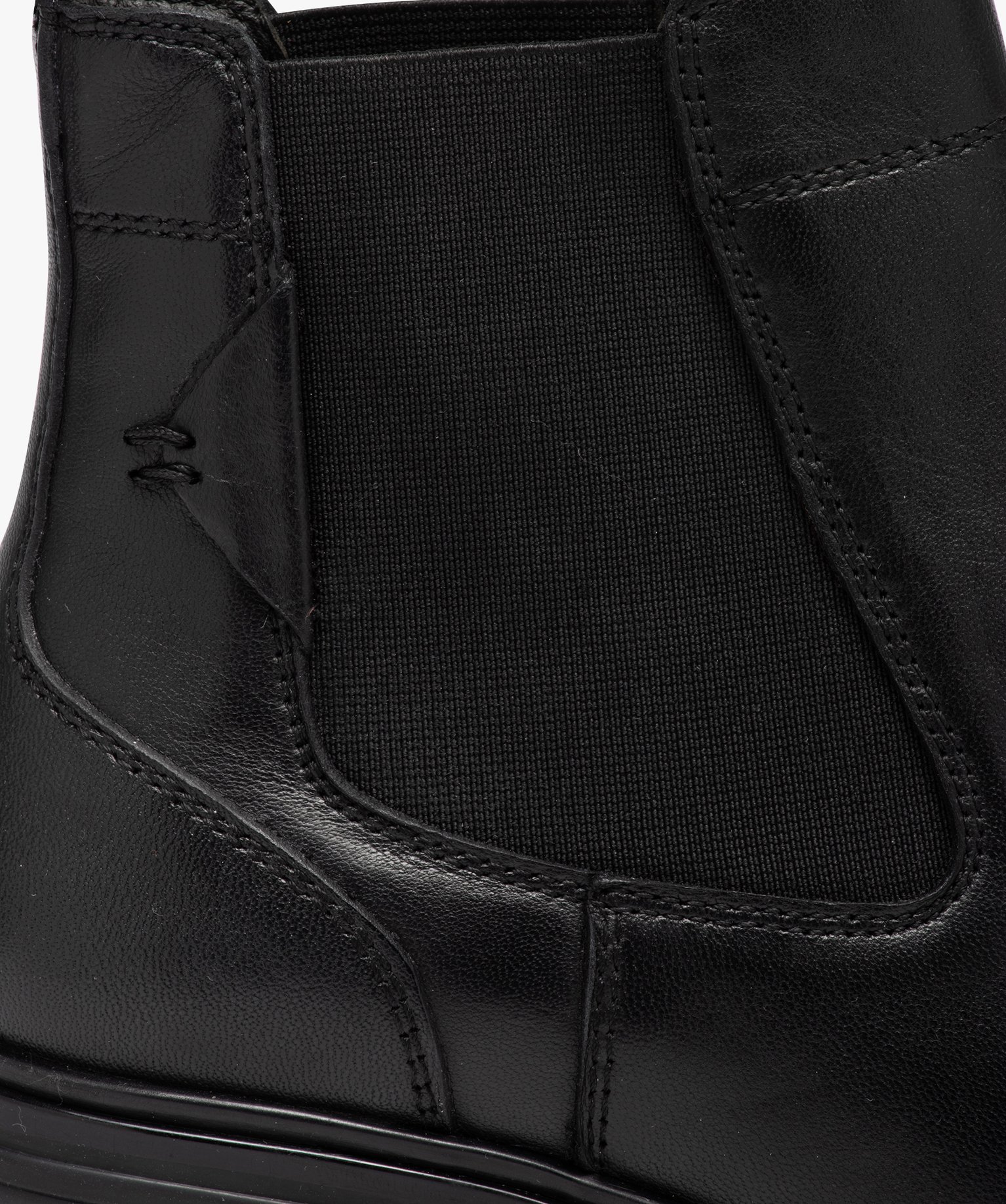 Boots femme à talon en cuir uni style Chelsea noir | GEMO