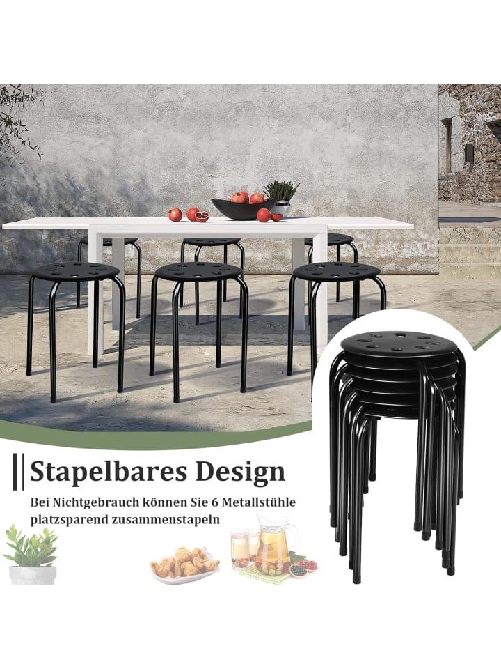COSTWAY 6er Set Sitzhocker in Schwarz günstig kaufen onesize