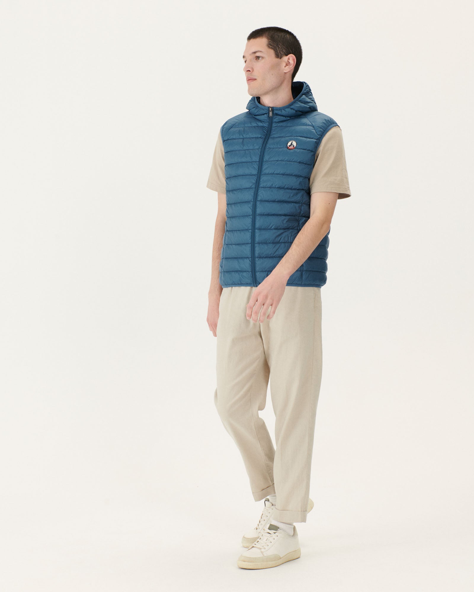 Doudoune sans manches à capuche Bleu jeans Pat