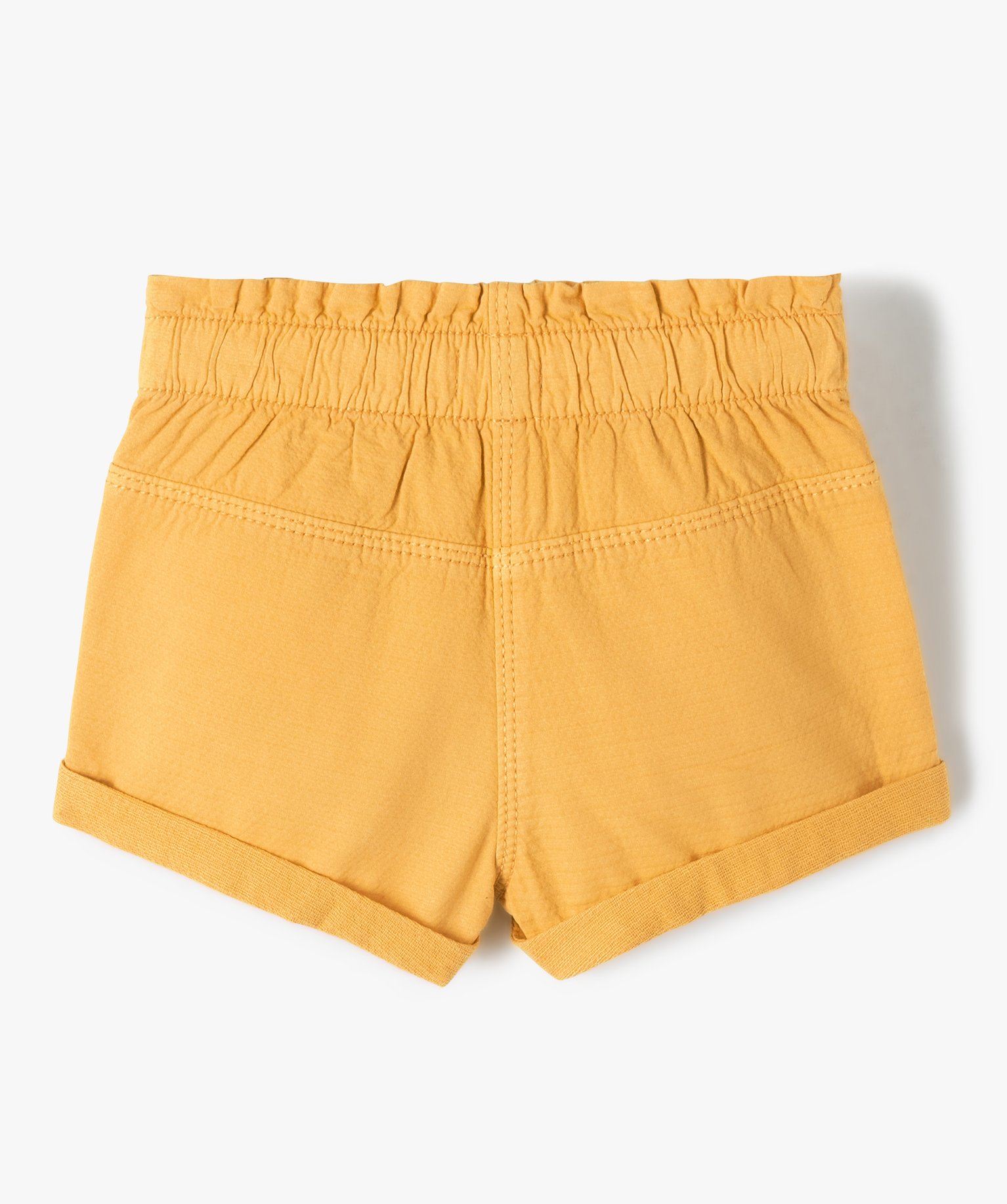Short bébé fille en toile à taille élastiquée jaune | GEMO