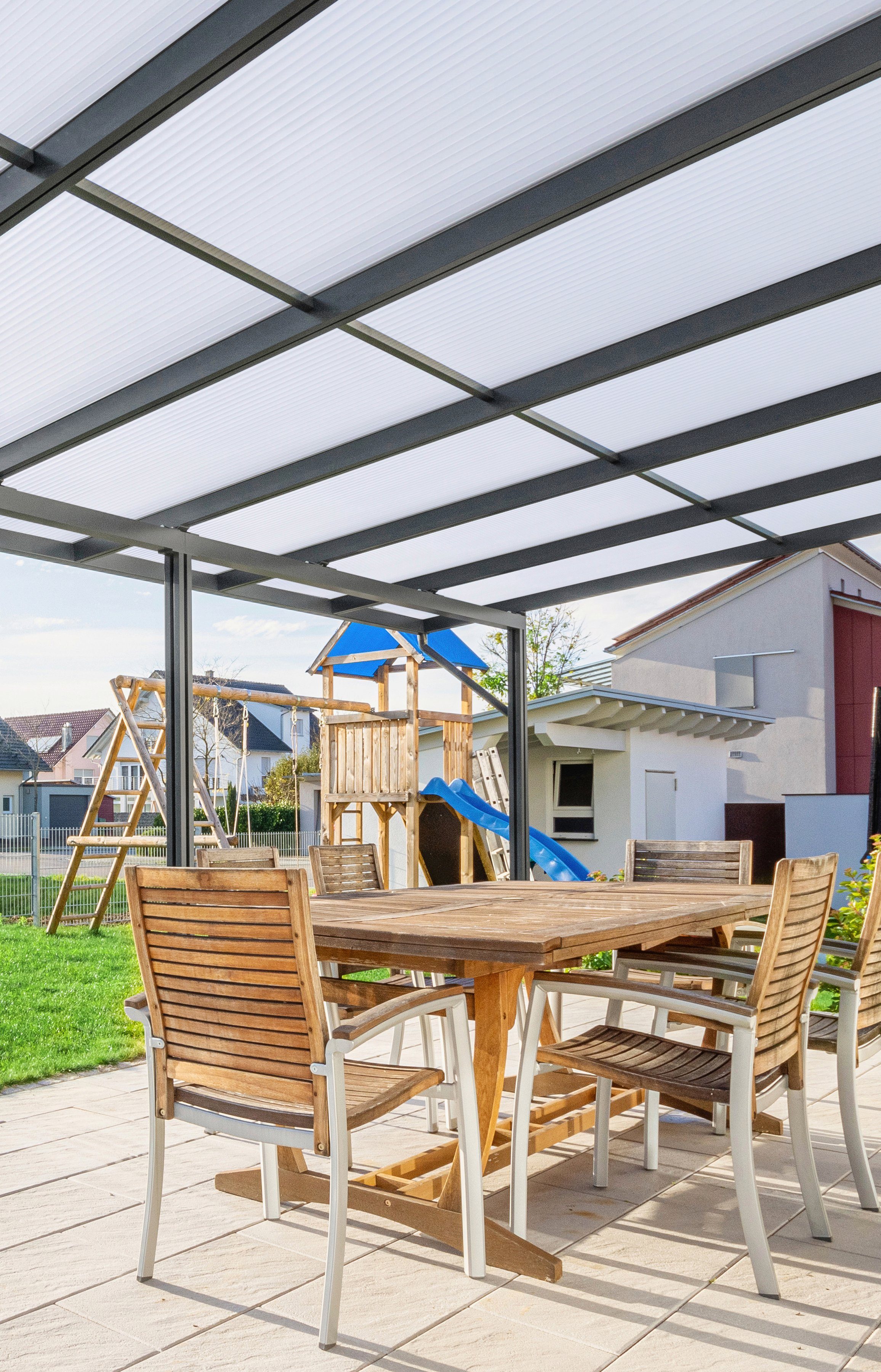 GUTTA Terrassendach Premium, BxT: 812,5x406 cm, Bedachung Dachplatten, BxT: 813x406 cm, Dach Acryl Klima blue