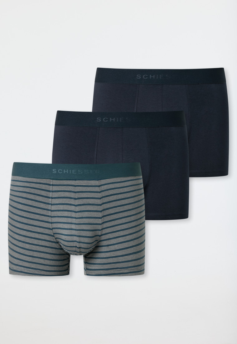 Shorts 3er-Pack Organic Cotton Webgummibund uni/gestreift mehrfarbig - 95/5