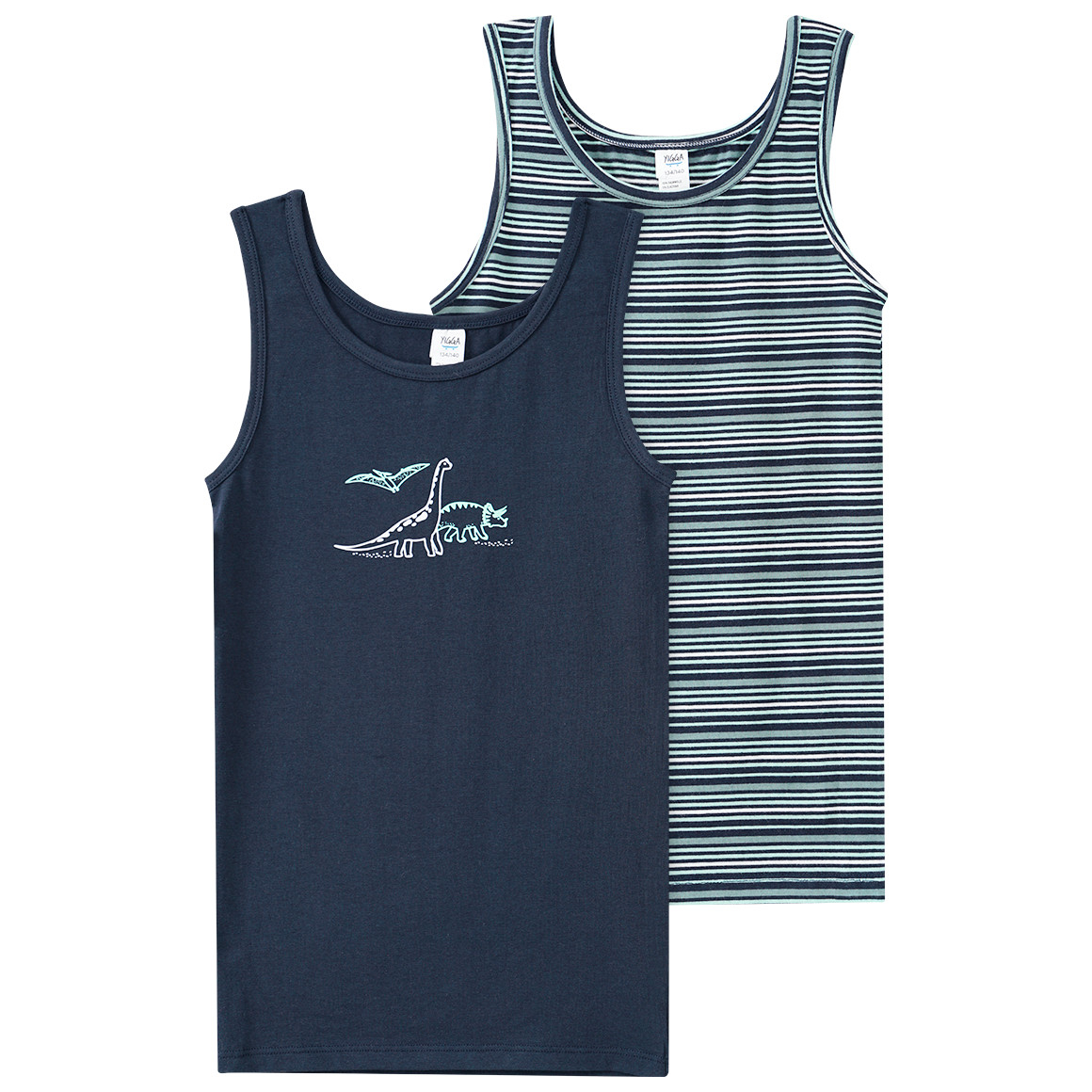 2 Jungen Unterhemden mit Dino-Print