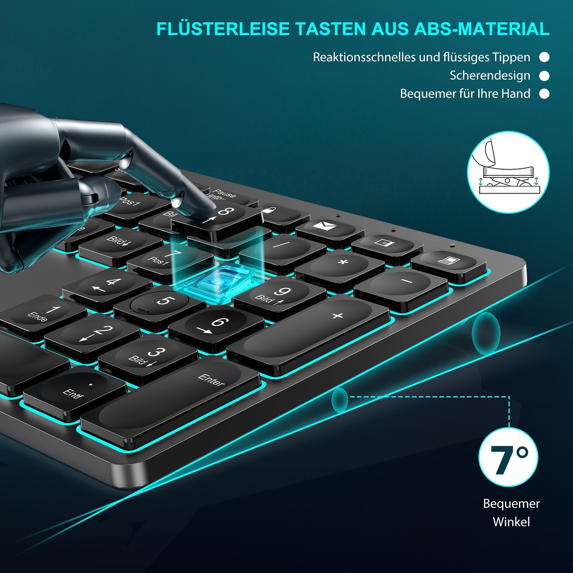 Vbrisi Wireless Keyboard Mouse Set, Compatible with PC/Laptop/Tablet Tastatur- und Maus-Set